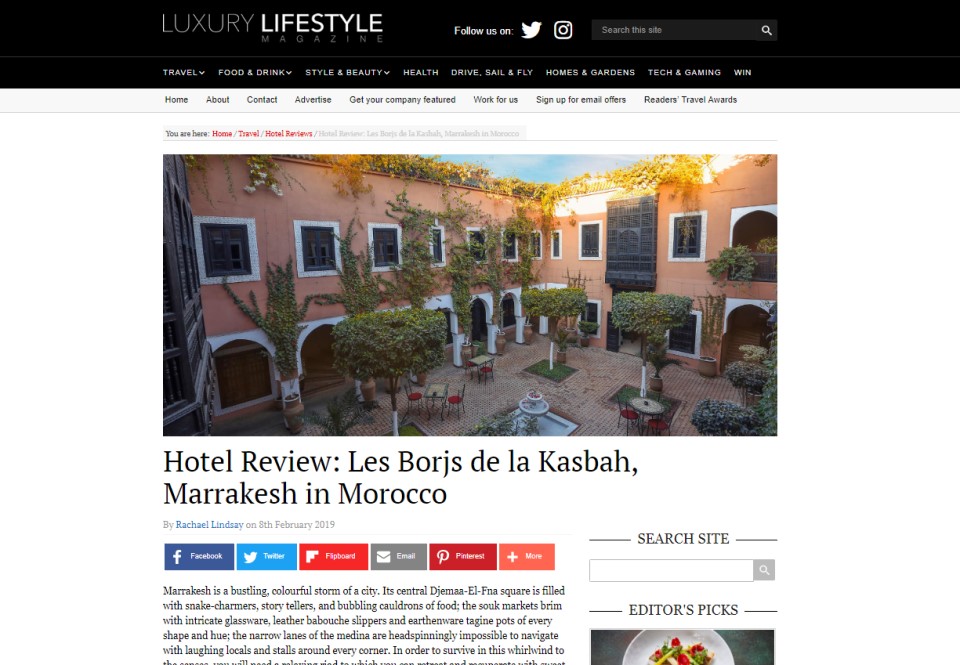 Article de presse sur Les Borjs de la Kasbah